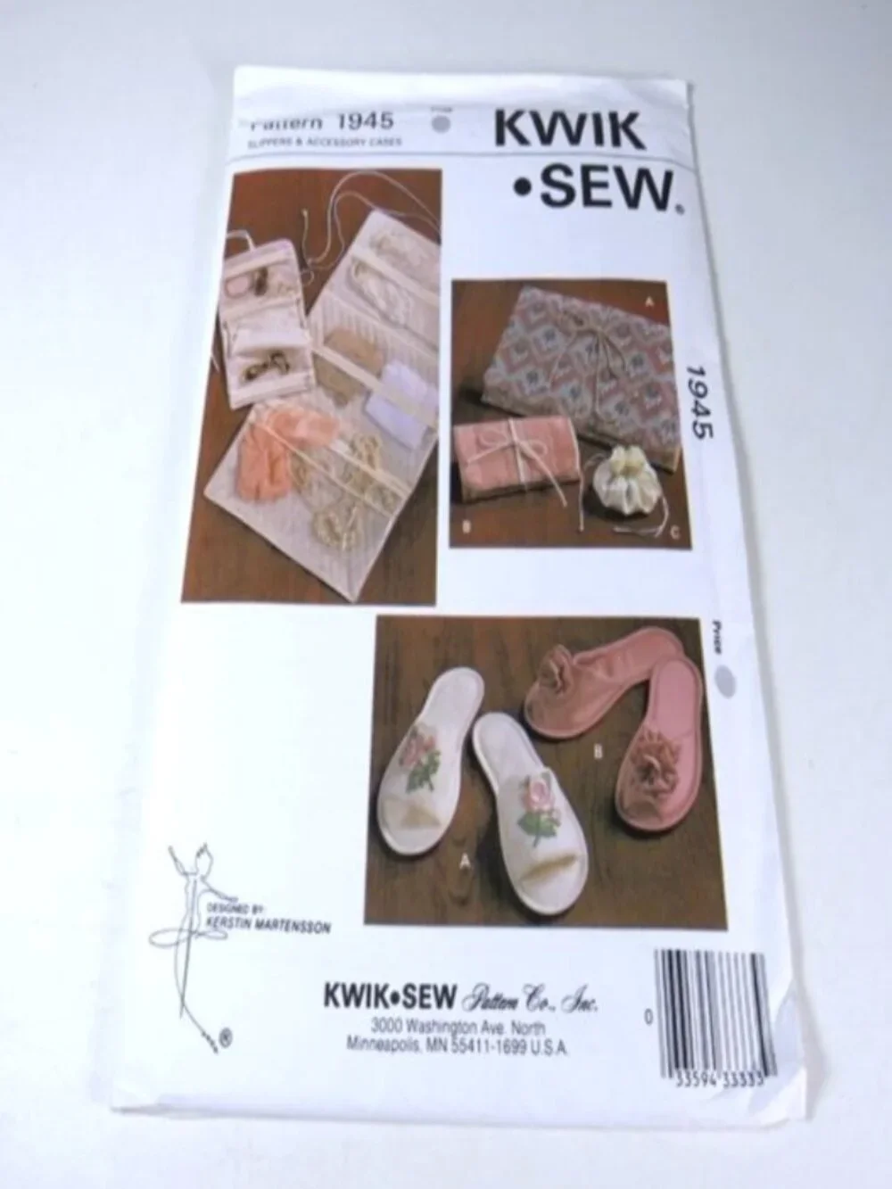Vintage Kwik Sew 1945 | Slippers & Quilted Travel Accessory Cases NEW Uncut
